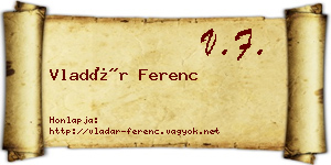 Vladár Ferenc névjegykártya